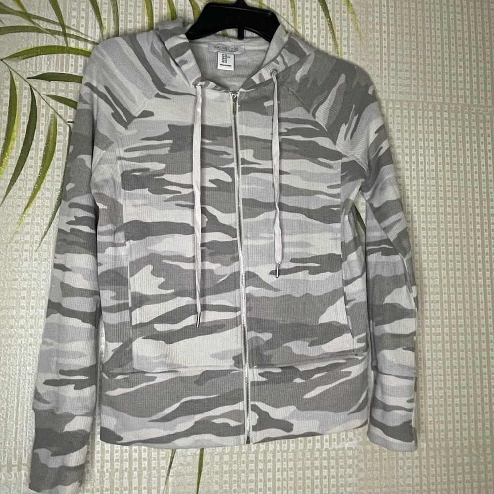 Rachel Zoe LA.NY Full-Zip brown/gray/cream Camo hoodie Size XS